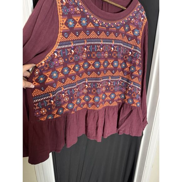 Perfectly Priscilla Women's Embroidered Floral Tunic Top Boho Multicolor Size 2X - Picture 8 of 10